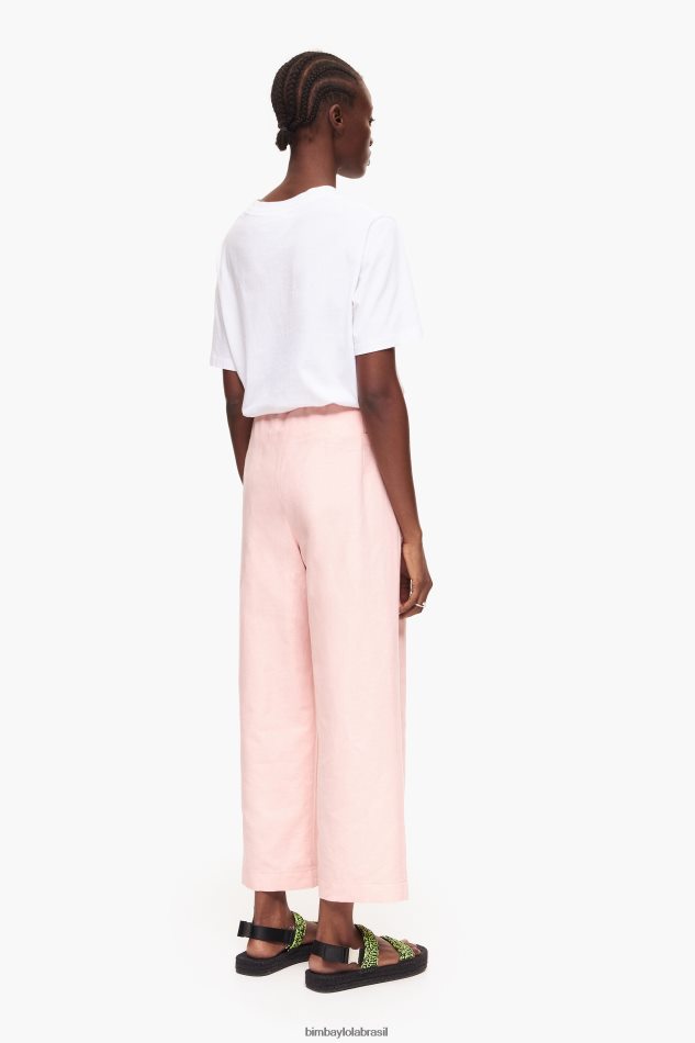 roupas Bimba Y Lola calças de linho claro rosa P28JFH405