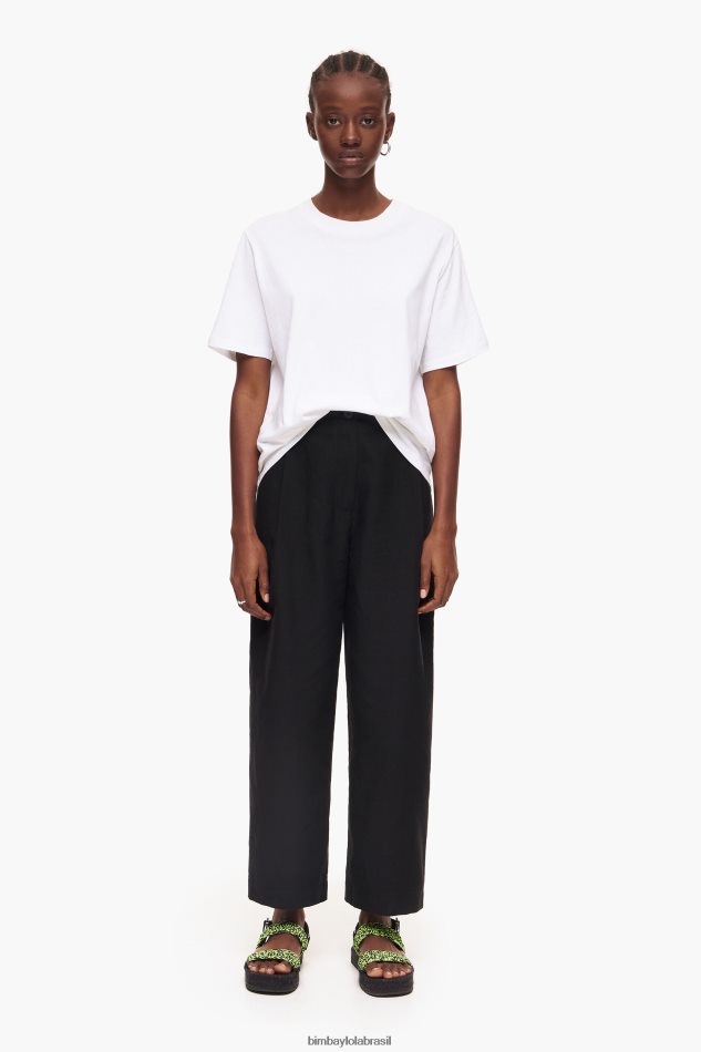 roupas Bimba Y Lola calças de linho preto P28JFH404