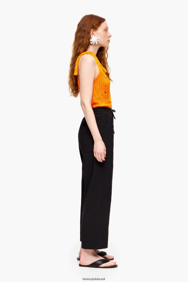 roupas Bimba Y Lola calças de textura preto P28JFH412