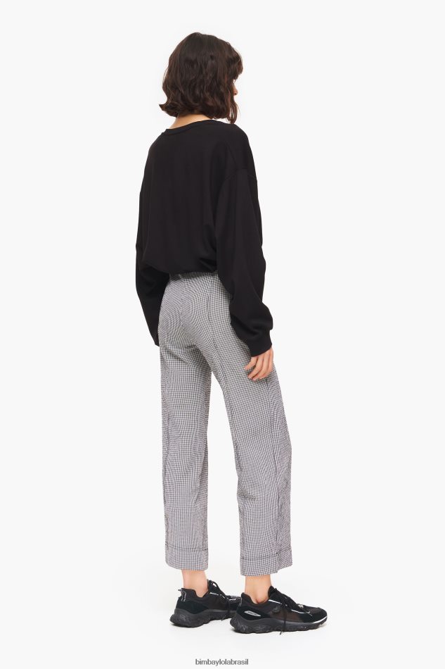 roupas Bimba Y Lola calças largas de guingão preto P28JFH415