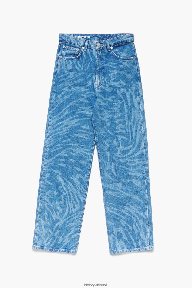roupas Bimba Y Lola corte reto - calça jeans com estampa de asa de borboleta azul P28JFH534