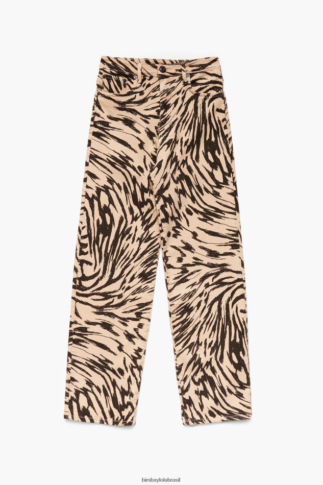 roupas Bimba Y Lola corte reto - calça jeans com estampa de asa de borboleta natural P28JFH533