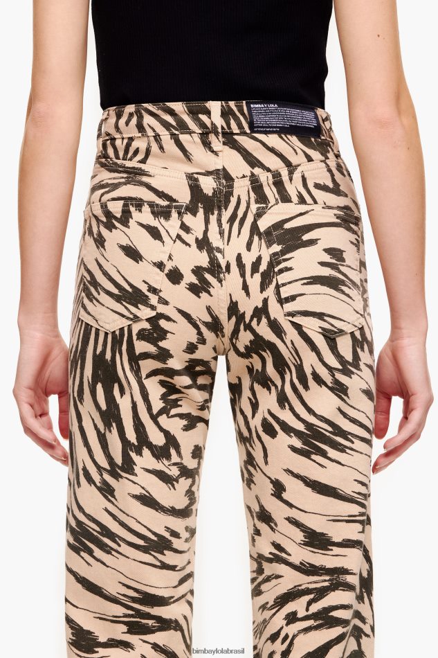 roupas Bimba Y Lola corte reto - calça jeans com estampa de asa de borboleta natural P28JFH533