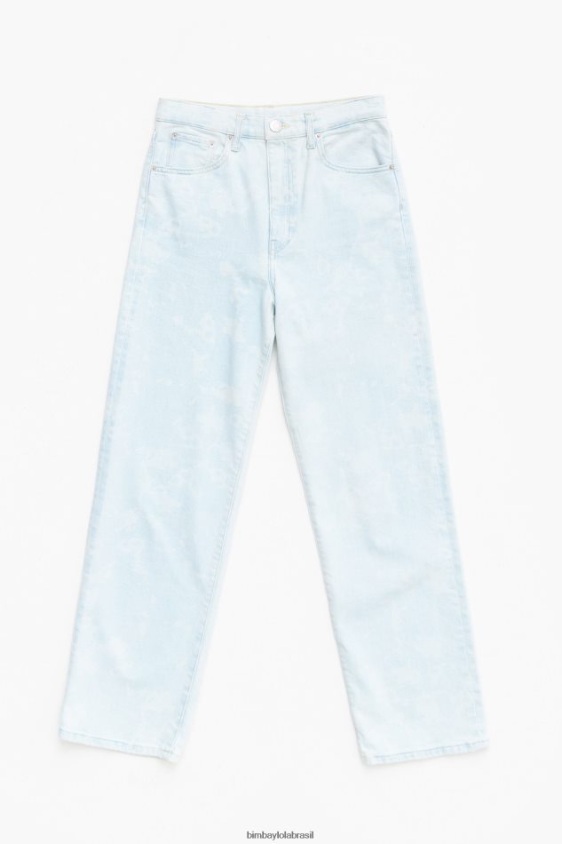 roupas Bimba Y Lola corte reto - calça jeans reta camuflada com estampa de panda azul P28JFH451