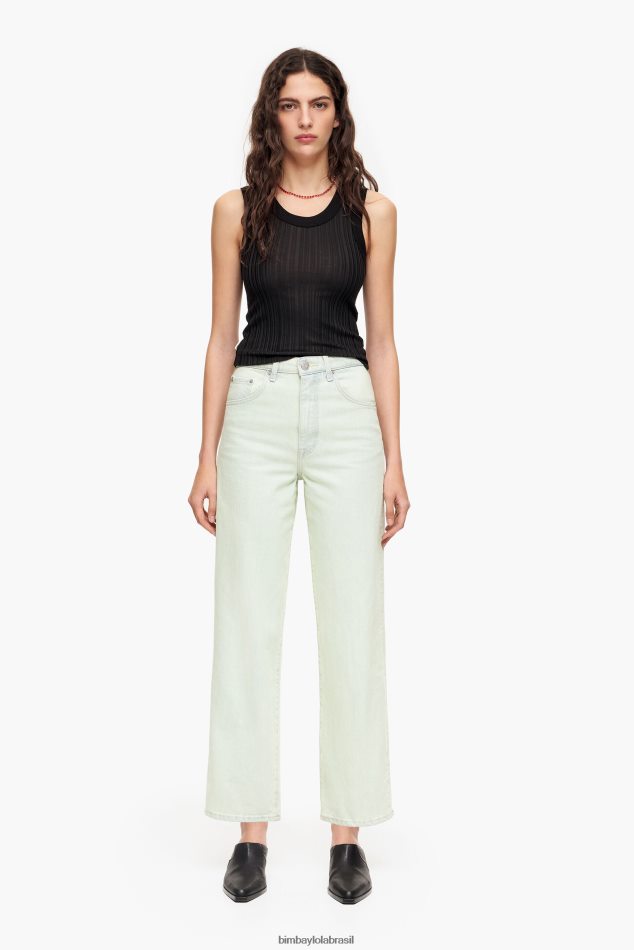 roupas Bimba Y Lola corte reto - jeans reto hortelã P28JFH449