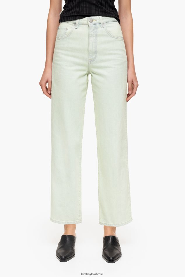 roupas Bimba Y Lola corte reto - jeans reto hortelã P28JFH536