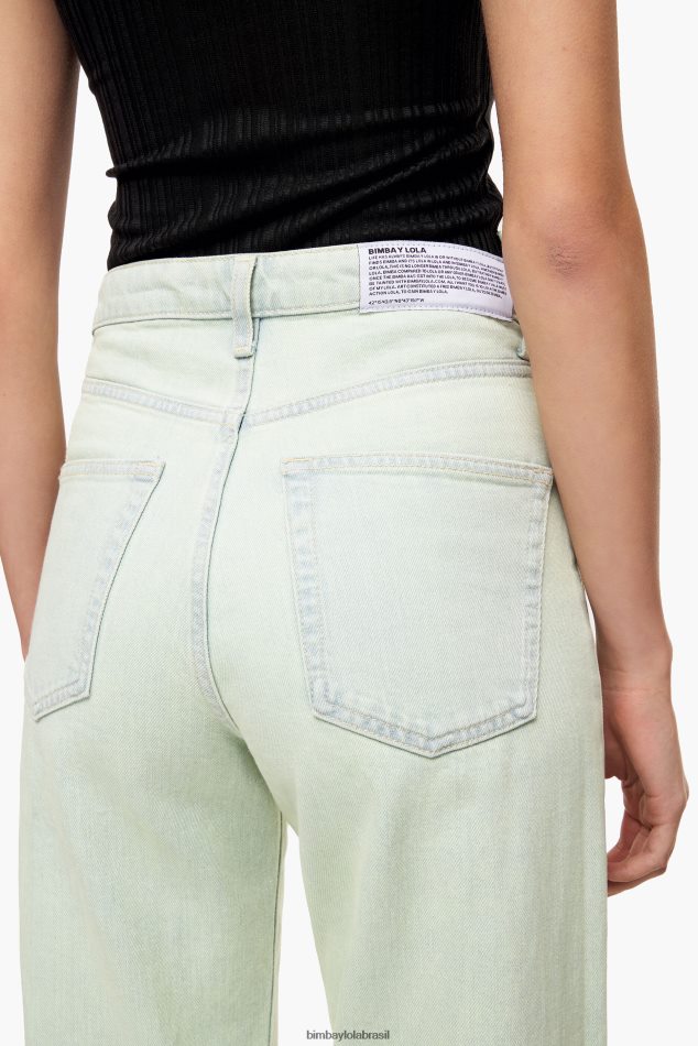 roupas Bimba Y Lola corte reto - jeans reto hortelã P28JFH536