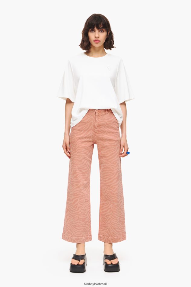 roupas Bimba Y Lola culotte - jeans de cintura alta com estampa de tigre damasco P28JFH440