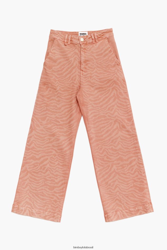 roupas Bimba Y Lola culotte - jeans de cintura alta com estampa de tigre damasco P28JFH522