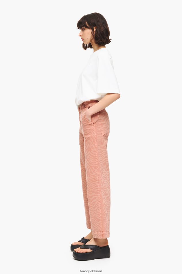 roupas Bimba Y Lola culotte - jeans de cintura alta com estampa de tigre damasco P28JFH522