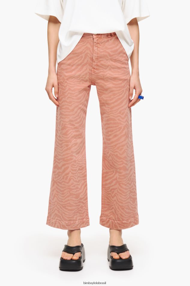 roupas Bimba Y Lola culotte - jeans de cintura alta com estampa de tigre damasco P28JFH522