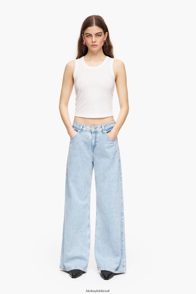 roupas Bimba Y Lola wide leg - jeans de perna larga azul P28JFH432