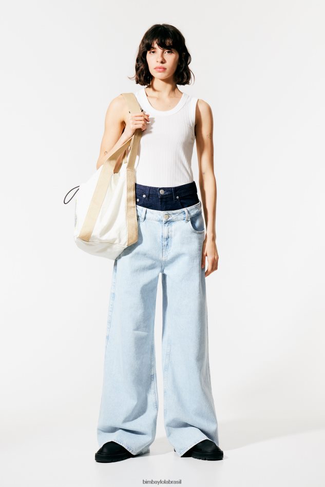 roupas Bimba Y Lola wide leg - jeans de perna larga azul P28JFH504