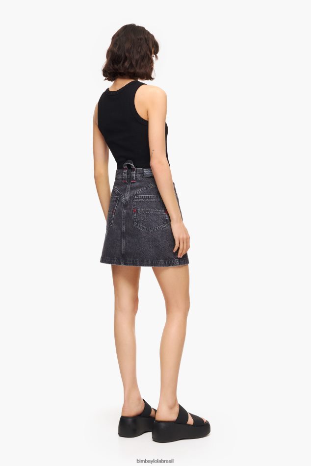 roupas Bimba Y Lola minissaia jeans preto P28JFH458