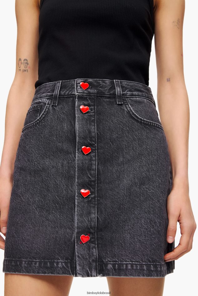 roupas Bimba Y Lola minissaia jeans preto P28JFH458