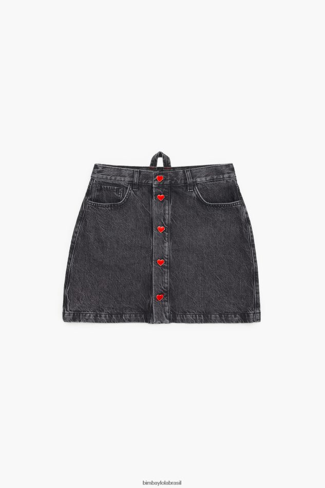 roupas Bimba Y Lola minissaia jeans preto P28JFH458