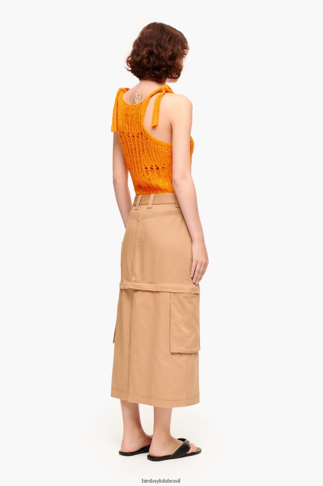 roupas Bimba Y Lola saia cargo midi camelo P28JFH455