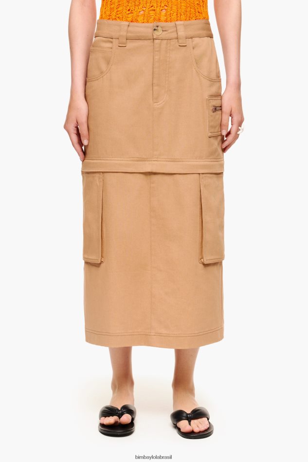 roupas Bimba Y Lola saia cargo midi camelo P28JFH455