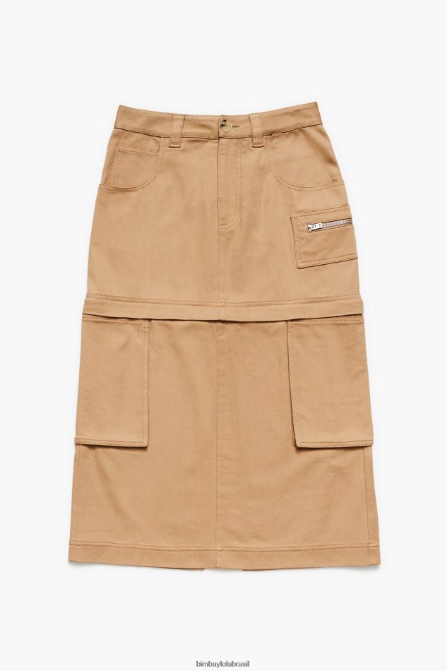 roupas Bimba Y Lola saia cargo midi camelo P28JFH455