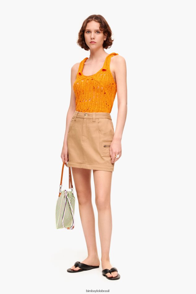 roupas Bimba Y Lola saia cargo midi camelo P28JFH455