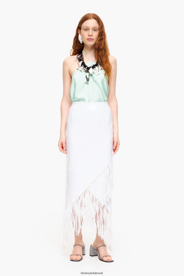roupas Bimba Y Lola saia midi de lantejoulas branco P28JFH462