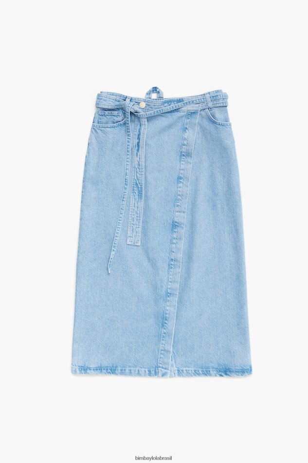 roupas Bimba Y Lola saia midi envolto em jeans azul P28JFH527