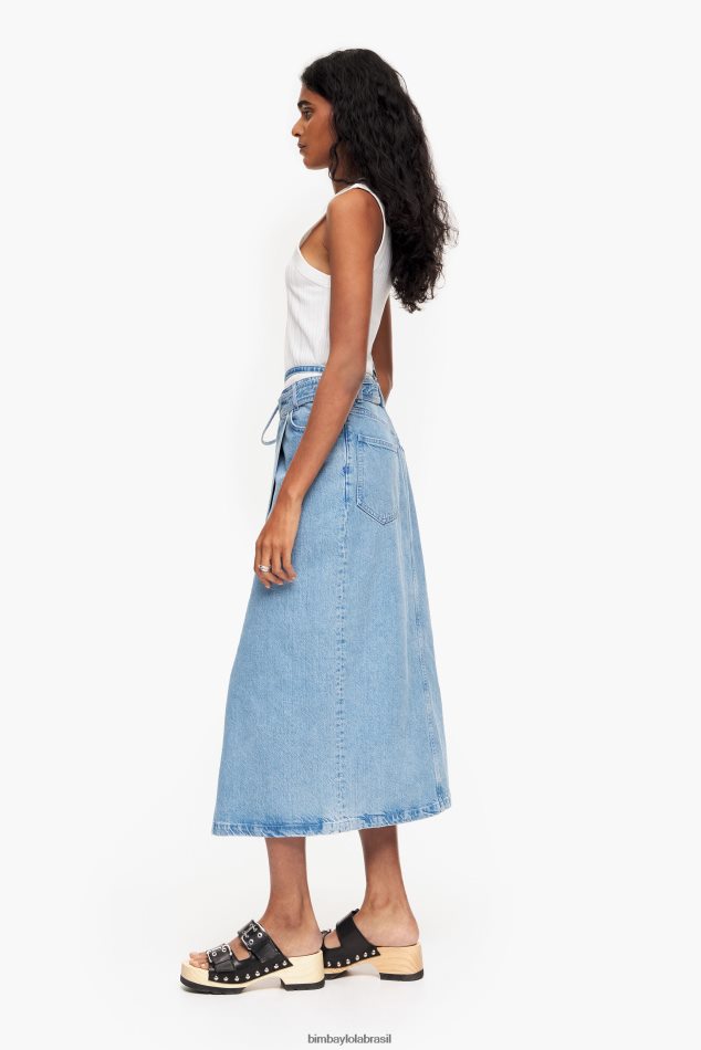 roupas Bimba Y Lola saia midi envolto em jeans azul P28JFH527