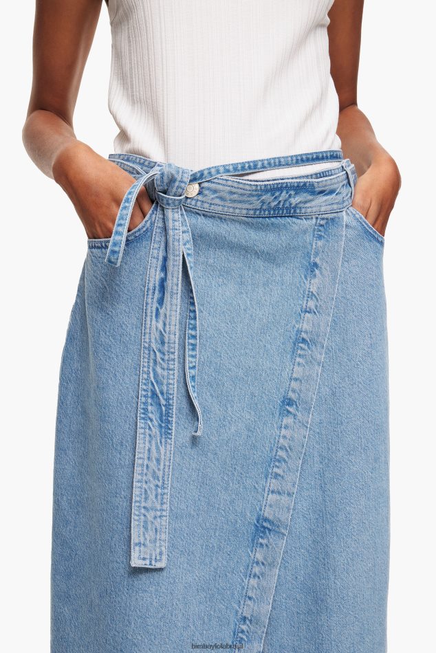 roupas Bimba Y Lola saia midi envolto em jeans azul P28JFH527