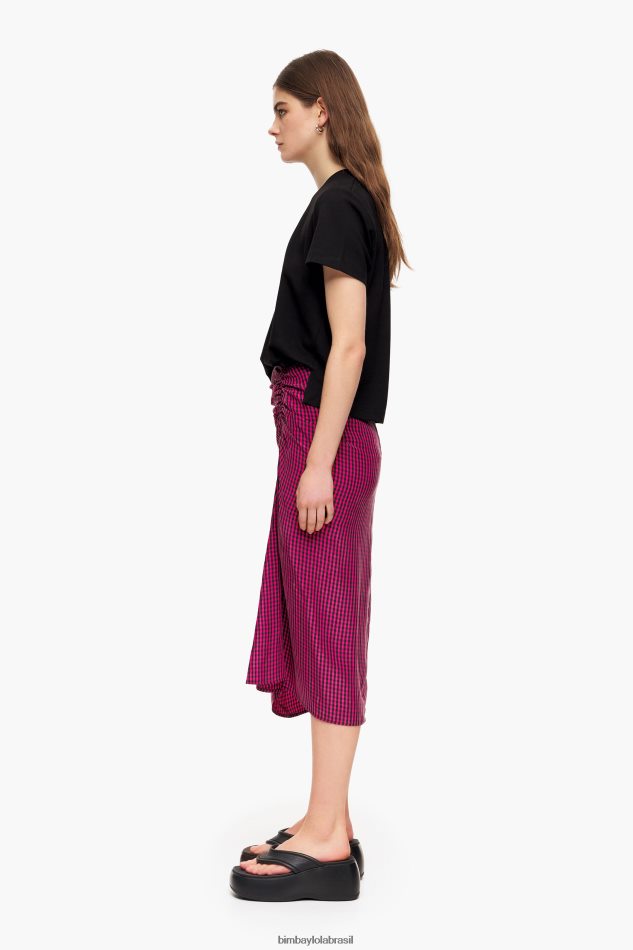 roupas Bimba Y Lola saia midi fluida fúcsia P28JFH467