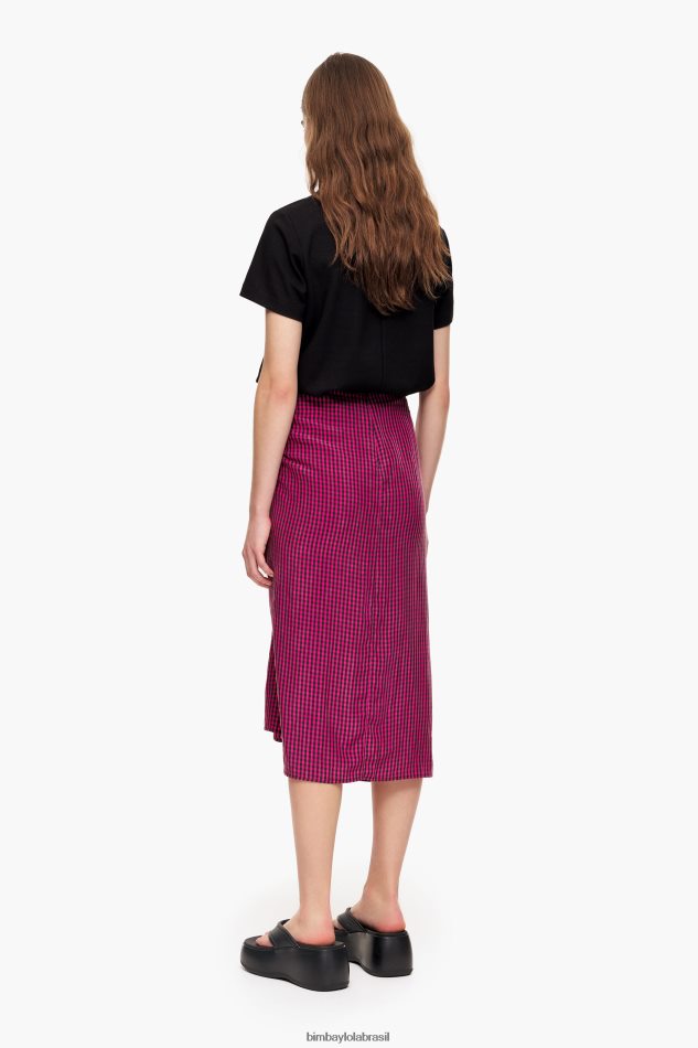 roupas Bimba Y Lola saia midi fluida fúcsia P28JFH467