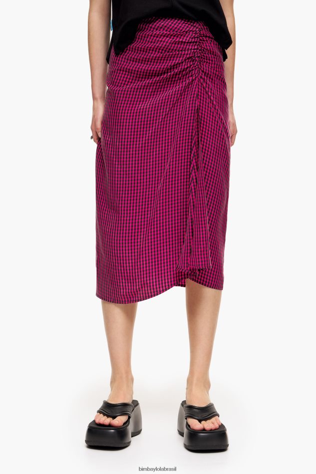 roupas Bimba Y Lola saia midi fluida fúcsia P28JFH467
