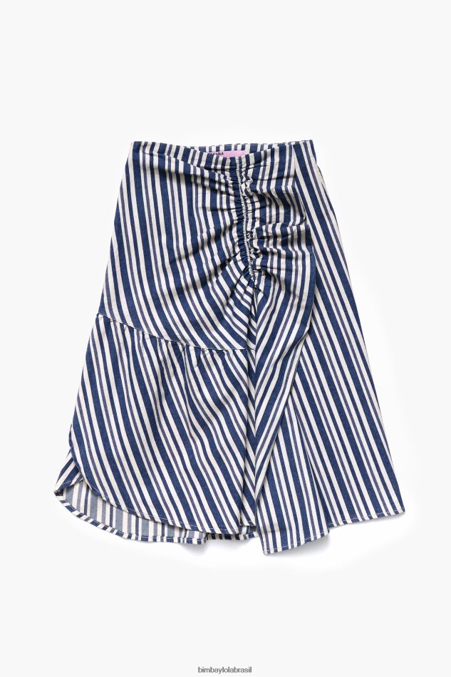 roupas Bimba Y Lola saia midi jeans azul P28JFH457