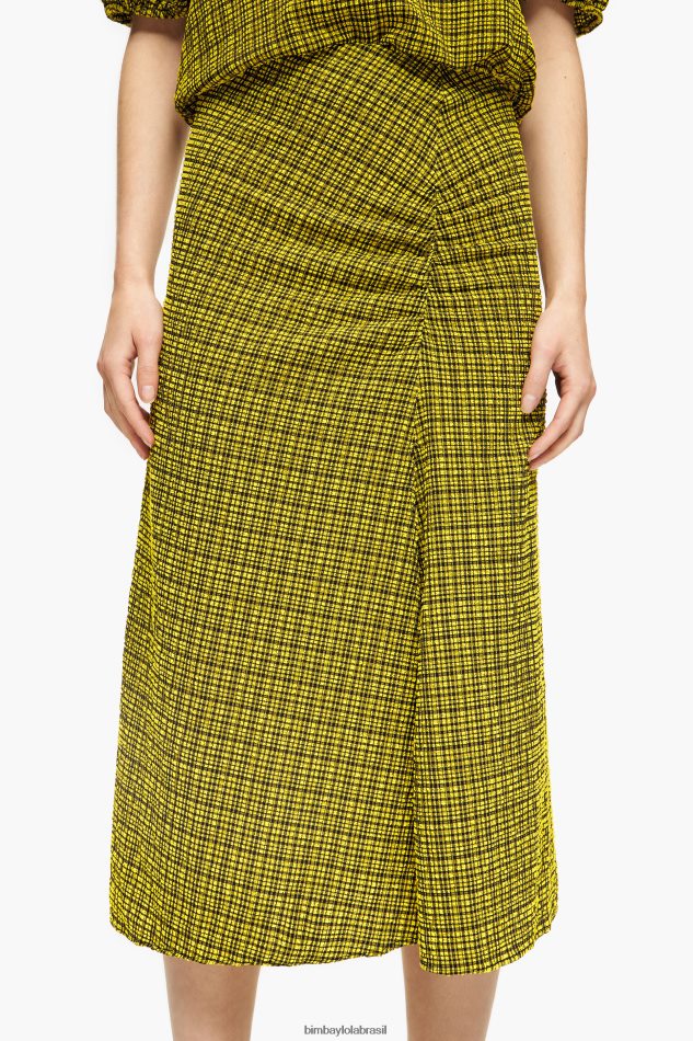 roupas Bimba Y Lola saia midi quadrada amarelo P28JFH466