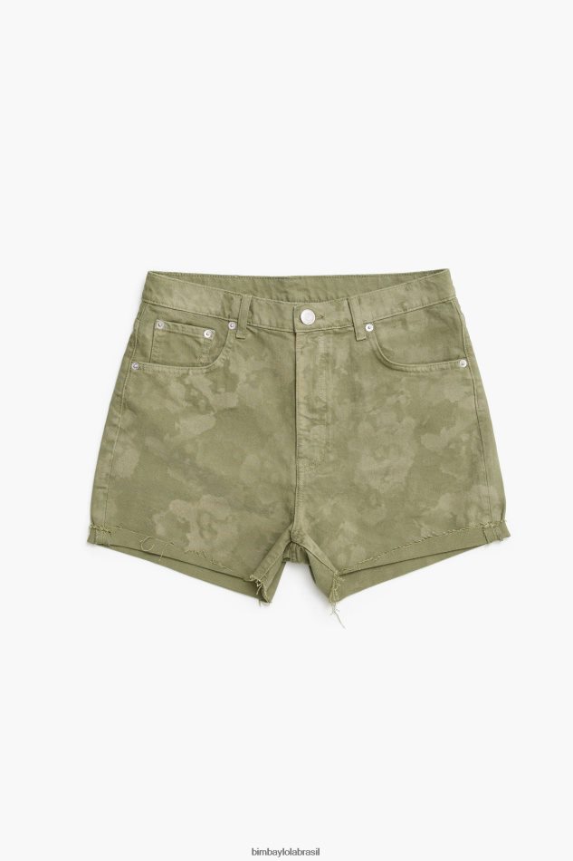 roupas Bimba Y Lola bermuda camuflada com estampa de panda cáqui P28JFH423