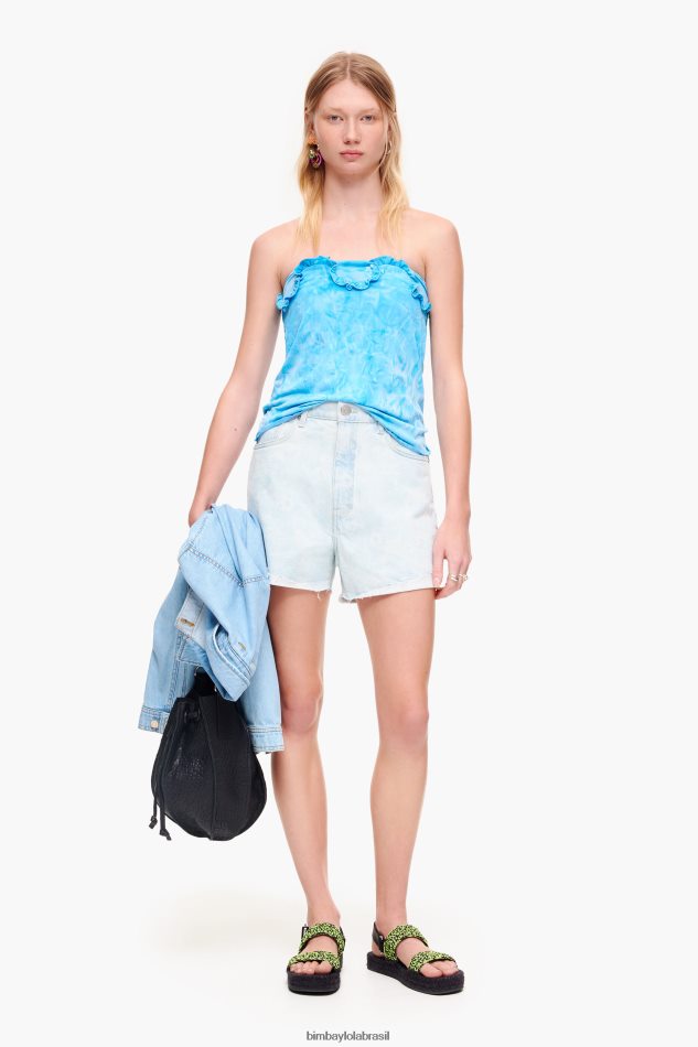 roupas Bimba Y Lola bermuda camuflada leve com estampa de panda azul P28JFH424