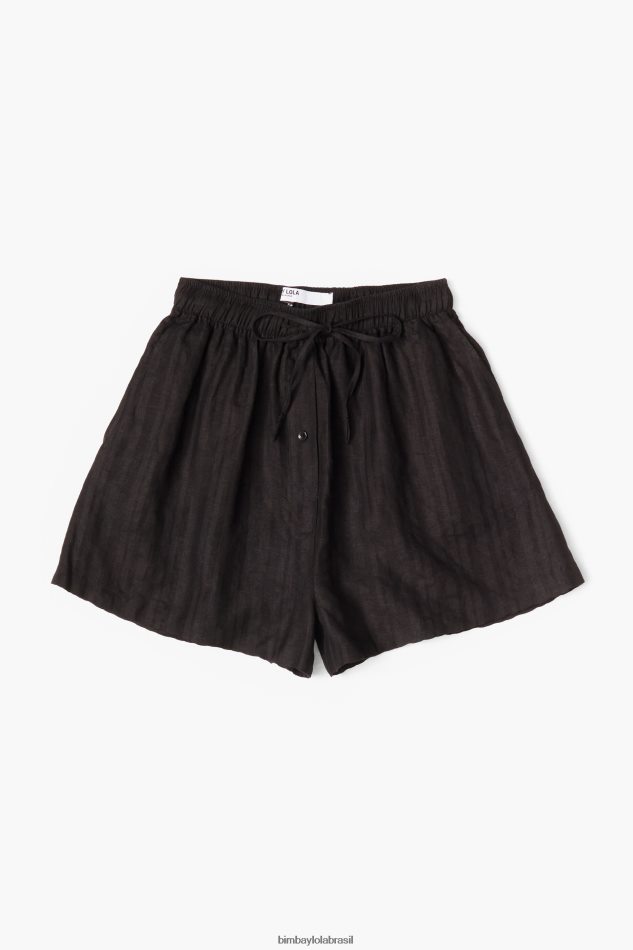 roupas Bimba Y Lola bermudas de linho preto P28JFH401