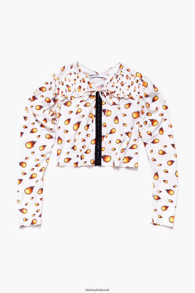 roupas Bimba Y Lola blusa curta fogo marfim P28JFH343