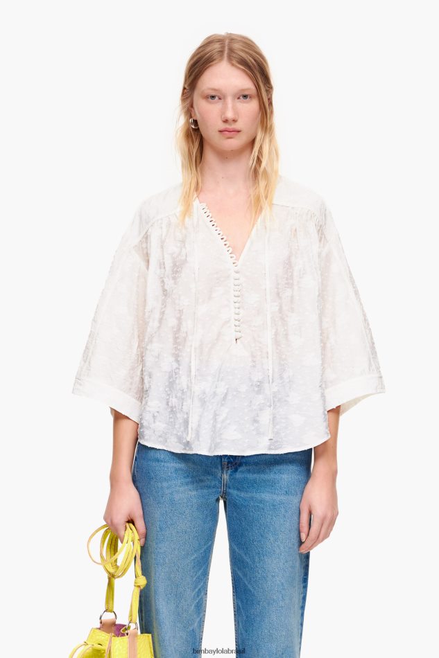 roupas Bimba Y Lola blusa jaquard curta floral P28JFH325