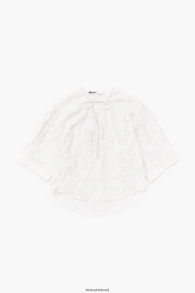 roupas Bimba Y Lola blusa jaquard curta floral P28JFH325