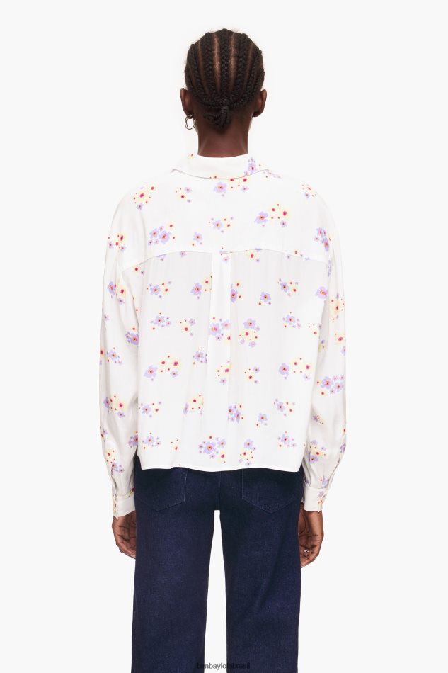 roupas Bimba Y Lola camisa boxy com estampa de flores acrílicas branco P28JFH336
