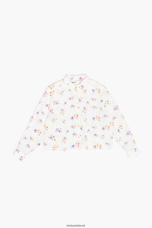 roupas Bimba Y Lola camisa boxy com estampa de flores acrílicas branco P28JFH336