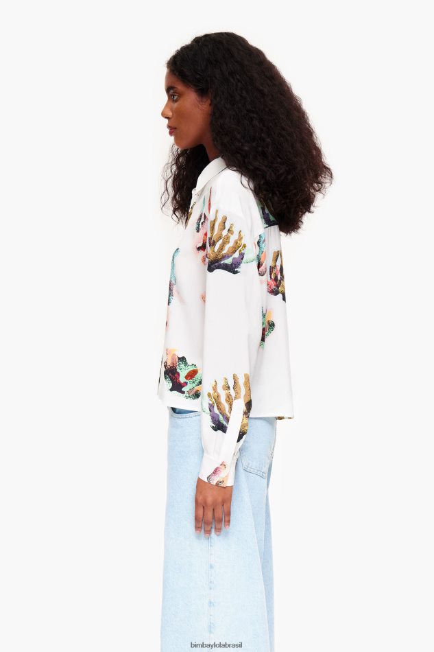 roupas Bimba Y Lola camisa estampa coral marfim P28JFH330