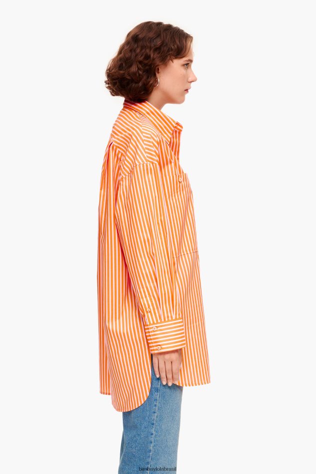 roupas Bimba Y Lola camisa listrada tamanho grande laranja P28JFH334