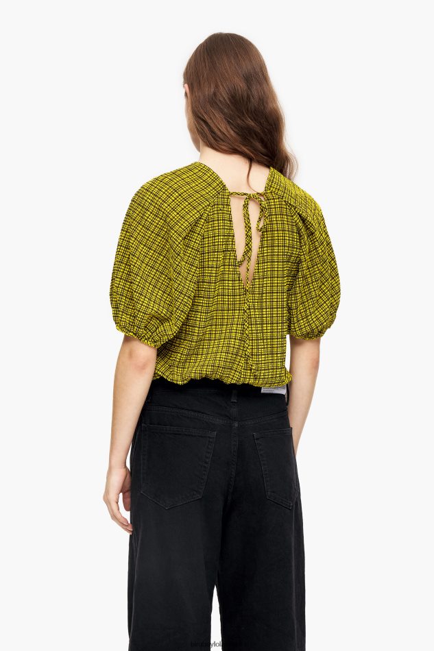 roupas Bimba Y Lola quadrados superiores de guingão amarelo P28JFH338