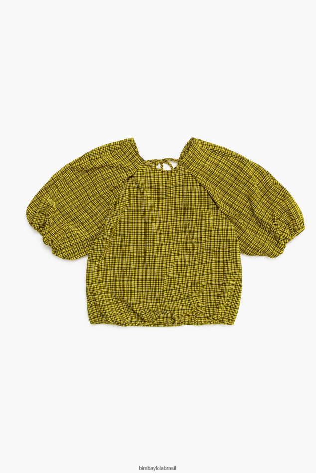 roupas Bimba Y Lola quadrados superiores de guingão amarelo P28JFH338