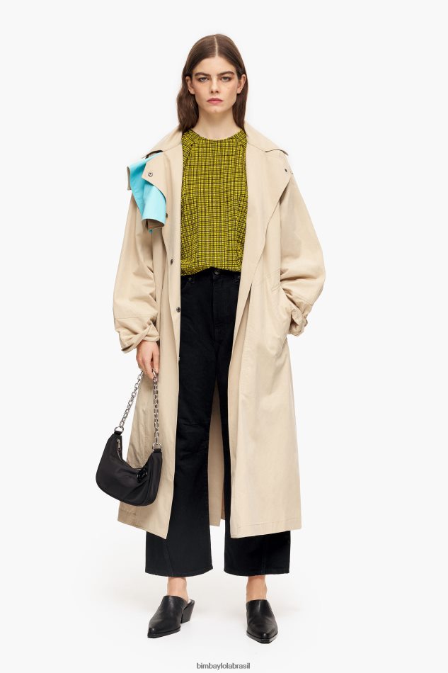 roupas Bimba Y Lola quadrados superiores de guingão amarelo P28JFH338