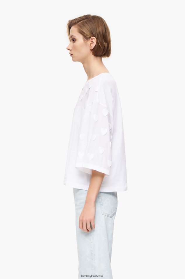 roupas Bimba Y Lola camiseta algodão corações branco P28JFH283