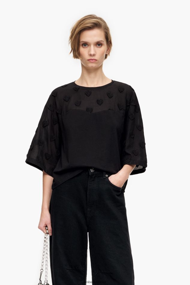 roupas Bimba Y Lola camiseta algodão corações preto P28JFH284