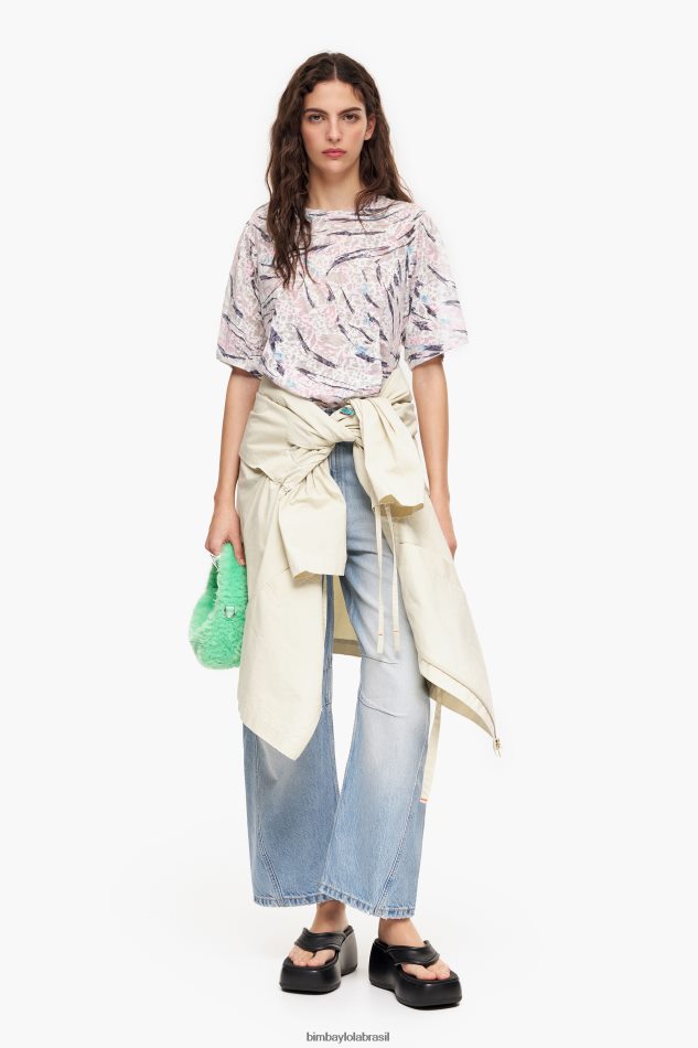 roupas Bimba Y Lola camiseta boxy com estampa de asa de borboleta branco P28JFH302
