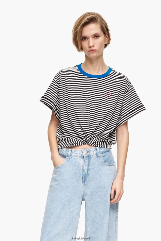 roupas Bimba Y Lola camiseta boxy nó Preto e branco P28JFH320
